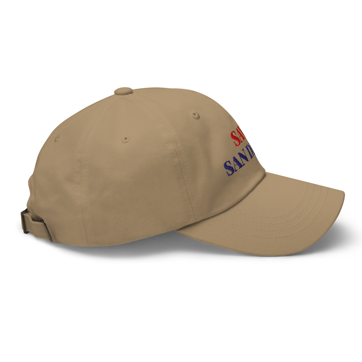Save San Diego dad hat, khaki, right side view