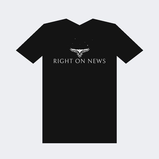 Right On News logo tee, black